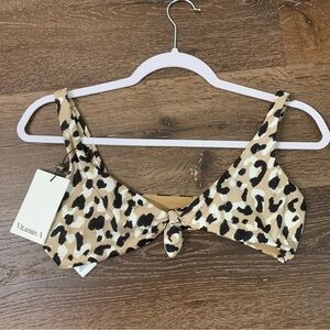 Vitamin A Womens Lou triangle animal print bikini top L/10 NEW